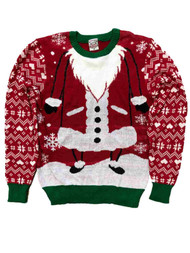 Mens Red Heart & Snowflake Print Santa Claus Christmas Holiday Sweater