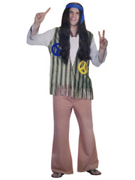Mens Hippie Free Spirit Bohemian Flower Child Halloween Costume X-Large