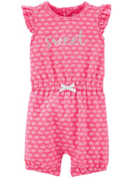 Carters Infant Girls Pink Glitter Sweet Turtle Romper Bodysuit Creeper