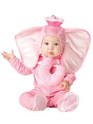 Infant Girls Pink Elephant Halloween Costume Hood With Trunk & Jumpsuit 12-18m