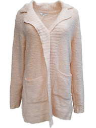 Womens Light Pink Cable Knit Notch Collar Sweater Casual & Dress Cardigan