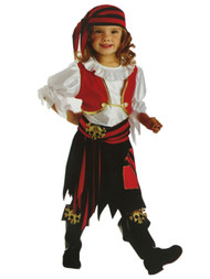 Toddler Girls Red Black & Gold Penny The Pirate Halloween Costume Dress 3T-4T