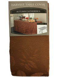 Autumn Gatherings Bronze Rust Damask Fabric Banquet Tablecloth, 6' Folding Table