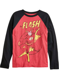 Boys Red Distressed Flash Long Sleeve T-Shirt Tee Shirt