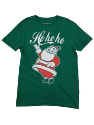 Mens Kelly Green Ho Ho Ho Santa Claus Christmas Holiday T-Shirt