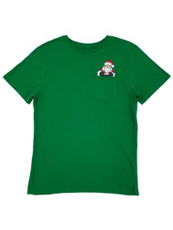 Mens Kelly Green Inside Pocket Print Santa Claus Christmas T-Shirt