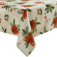 St Nicholas Square Botanical Poinsettia Holly Tablecloth, 60x120 Ob Table Cloth