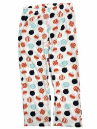 Womens White Fleece Christmas Ornament Holiday Pajama Bottoms Sleep Pants