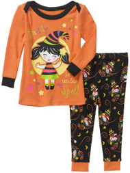 Infant Girls Orange Daddy is Under My Spell Pajamas Halloween Sleep Set 6/9M