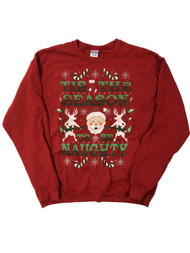 Mens Red Tis The Season To Be Naughty Santa Christmas Holiday Sweatshirt