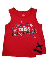 Toddler Girls Red Little Miss Patriotic Star Tank Top Baby Tee Shirt