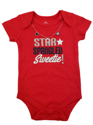 Infant Girls Red Patriotic Star Spangled Bodysuit 4th Of July Baby Outfit