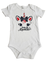 Infant Girls White Patriotic Unicorn Bodysuit 4th Of July Baby Outfit
