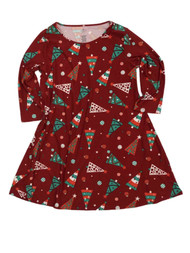Womens Stretchy Red Knit Christmas Tree & Ornament Holiday Dress