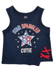 Toddler Girls Blue Star Spangled Cutie Patriotic Tank Top Baby Tee Shirt