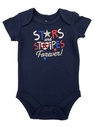 Infant Girls Blue Patriotic Stars Forever Bodysuit 4th Of July Baby Outfit