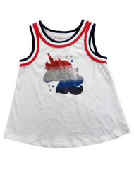 Toddler Girls White Unicorn Patriotic Tank Top Baby Tee Shirt