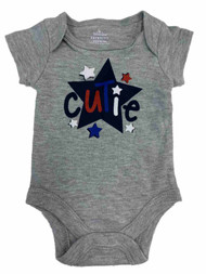 Infant Baby Boys Gray Cutie Stars Patriotic Bodysuit Outfit