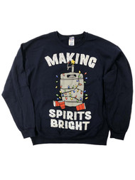 Mens Blue Making Spirits Bright Christmas Holiday Drinking Sweatshirt