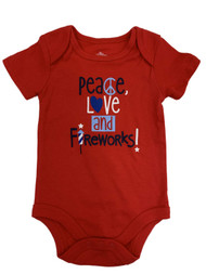 Infant Baby Boys Red Peace Love & Fireworks Patriotic Bodysuit Outfit