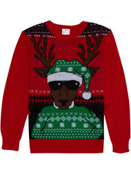 Boys Red Sunglass Reindeer Chill Christmas Holiday Knit Sweater X-Small