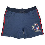Girls Red White Blue Patriotic Love Cat Unicorn Glitter Stretch Short Shorts