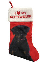 Red Satin I Love My Rottwiler Dog Christmas Holiday Stocking