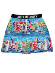 Brief Insanity Mens Sailboat Yacht Regatta Print Underwear Boxer Shorts