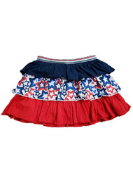 Toddler Girls Patriotic Red White Blue Silver Ruffled Star Skort Skirt