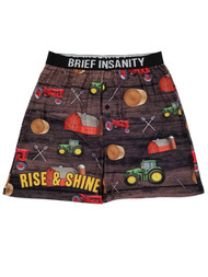 Brief Insanity Mens Farm Life Tractor Barn Hay Barrel Underwear Boxer Shorts