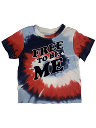 Toddler Boys "Free To Be Me" Tie Dye Patriotic T-Shirt