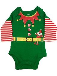 Infant Girls Green Elf Toy Maker Christmas Creeper Bodysuit