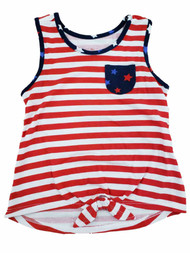 Girls Red White Blue Star Stripe Patriotic Tank Top American Flag T-Shirt