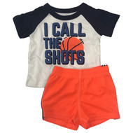 Carters Infant Baby Boys Outfit Orange Basketball Shirt & Shorts Set