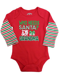 Infant Boys Red Who Needs Santa I've Got Grandma Christmas Creeper Bodysuit