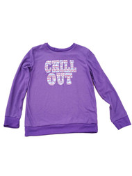 Girls Purple Pink Winter Chill Out Sweatshirt Sweat Shirt L