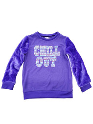 Girls Purple Pink Winter Fuzzy Plush Chill Out Sweatshirt Sweat Shirt