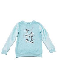 Girls Green Holiday Ice Skates Snowflake Plush Glitter Sweatshirt Sweat Shirt