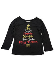 Toddler Girls Black Gold Glitter Christmas Joy Love Presents Baby Tee T Shirt