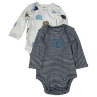 Carters Infant Boys White Animal Print Long Sleeve Bear Bodysuit 2PC Set