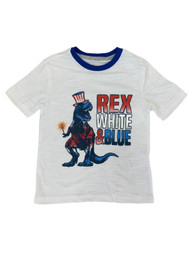 Boys Rex White & Blue Patriotic Dinosaur T-Shirt