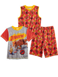Boys Red Lego Jurassic World Dinosaur 3 Piece T-Rex Pajama Sleep Set
