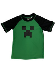 Minecraft Boys Green & Black Rash Guard Swim Shirt