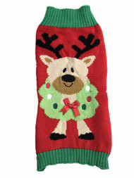 Red Reindeer Christmas Holiday Dog Sweater Pet Costume