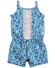 Carters Infant Girls Blue Floral Romper Flowers White Bow Baby Outfit