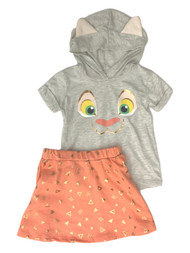 Disney Toddler Girls Lion King Ear Hoodie Top & Orange Foil Skirt 2 Pc Set