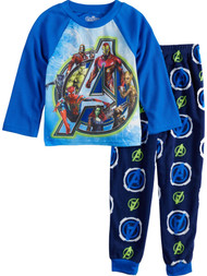 Marvel Boys Blue Avengers Rocket 2 Piece Pajama Sleep Set Fleece Pants