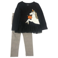 Carters Toddler Girls Black Unicorn Sparkle Glitter Tutu Ruffle 2 Pc Set