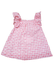 Infant and Toddler Girls Pink and White Eyelet Ruffled Layered Cotton Dress