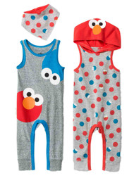 Sesame Street Infant Boys 2-Pk Elmo & Cookie Monster Romper Bodysuit Outfit